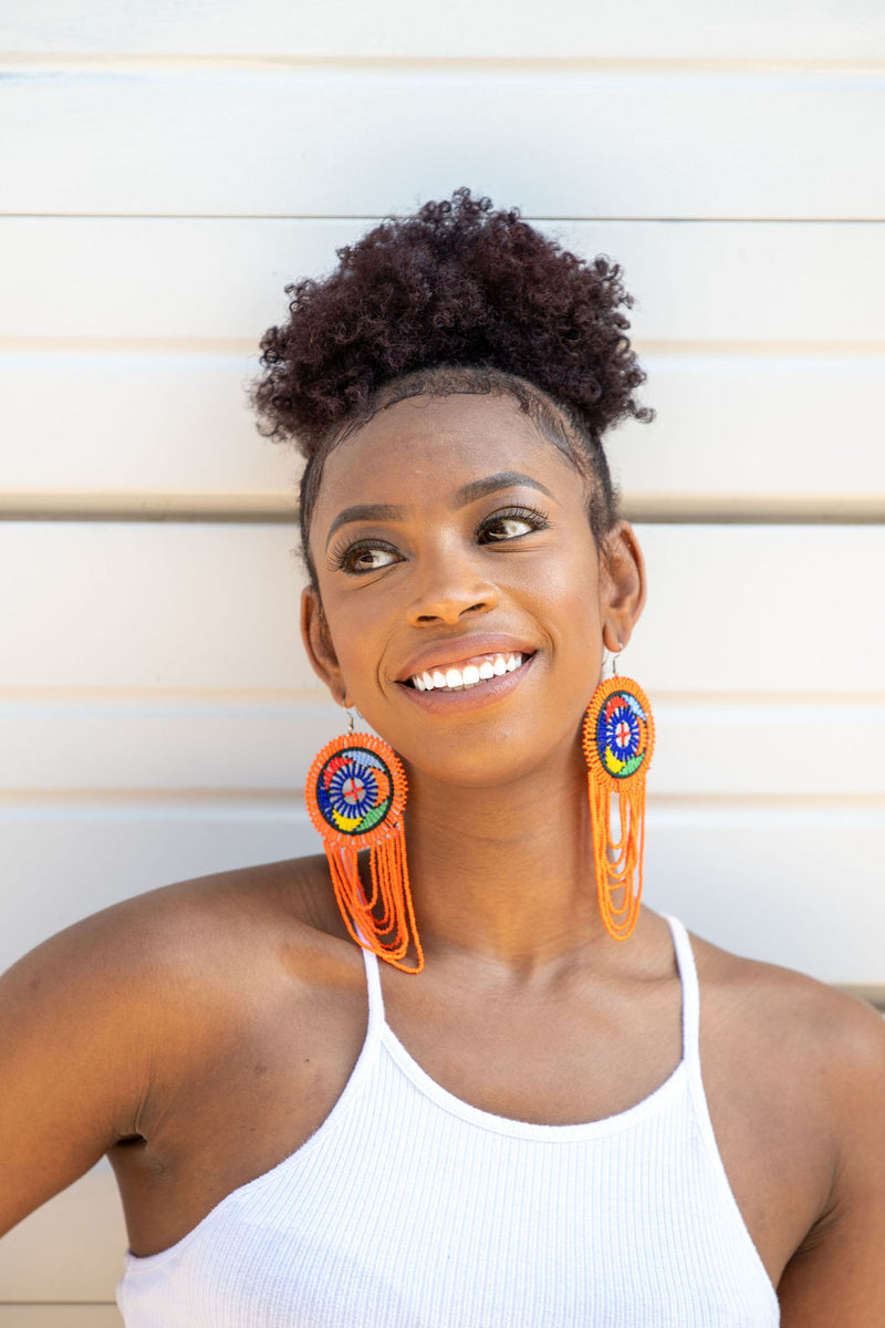 Orange Zulu Girl Earrings