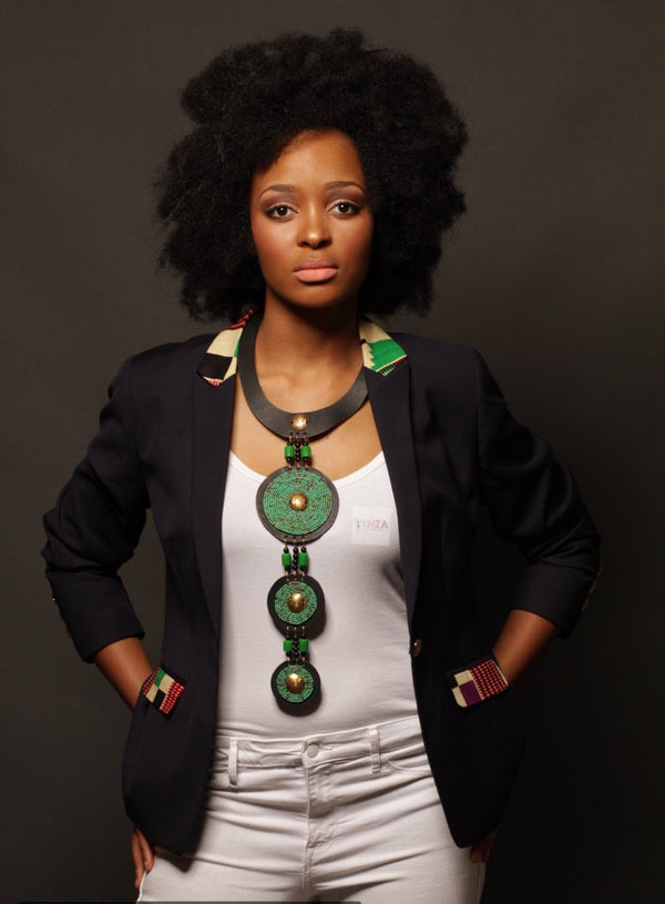 The Mpumi 3 ring statement necklace- Silver hardware